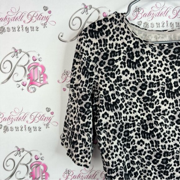 Company Ellen Tracy top shirt cheetah Leopard Print Top with 3/4 Sleeves - Picture 5 of 7